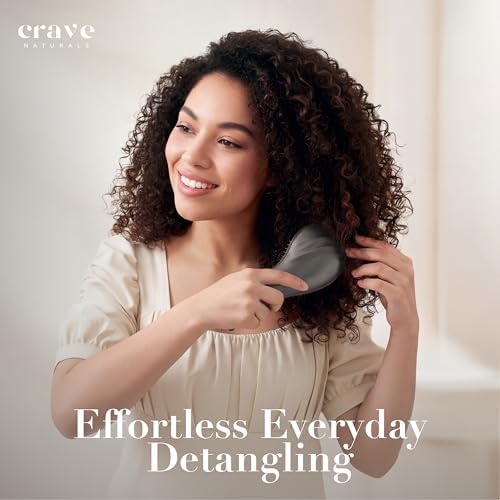 Crave Naturals Detangling Hair Brush Large Black – Glide Thru Hair Detangler Brush for Women, Kids & Toddlers – Gentle Scalp Care, No-Pain Tangle-Free Hairbrush for All Hair Types - Image 4