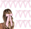 12PCS Pink Hair Bows, Large Ribbon Bow Hair Clips for Girls Women Cute Ponytail Holder Accessories for Toddlers Kids Teens by AILEAM