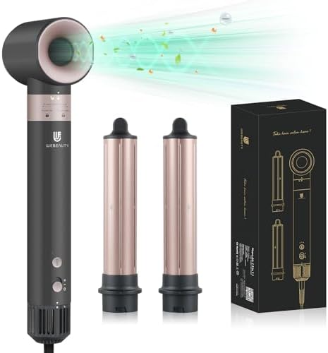 Hair Dryer Hot Air Styler: Auto Wrap Curling Wand 1 1/4 Inch Automatic Hair Curler, Ceramic Negative Ionic Blow Dryers Fast Drying Tools Set with Extra Long Barrel for Styling Waves (Black) by TakeHairSalonHome