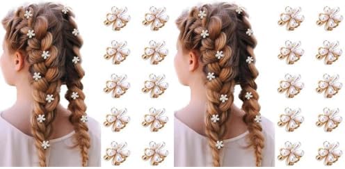 10 Pcs Pearl Mini Claw Clips Daisy Floral Hair Clips, Sweet Artificial Bangs Clips Decorative, Decorative Hair Accessories for Women and Girls (Pack of 2) by LINXI
