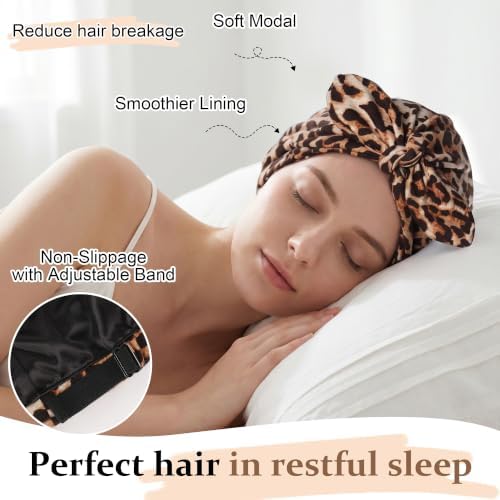 Ababalaya Satin Lined Beanies for Women Chemo Headwear Sleep Cap - Image 4