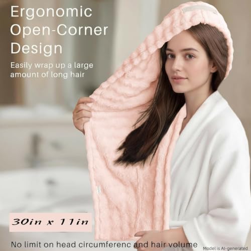 2-Pack Women's Microfiber Hair Towel Wrap: 50% Faster Drying, Ultra - Absorbent & Anti - Frizz for Long and Curly Hair! 40x11 Inches Oversized, Lightweight for Travel, Gym, Spa & Home Use - Image 5