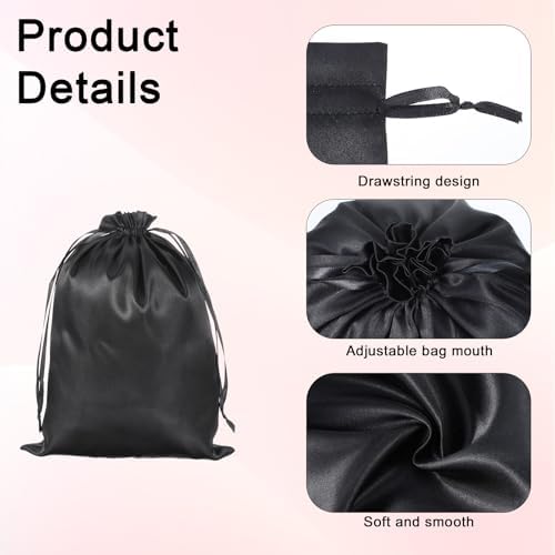 6Pcs Silk Satin Wig Bags, Satin Gift & Travel Bag with Drawstring - Image 3