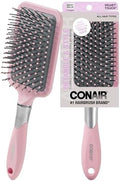 Conair Velvet Touch Paddle Cushion hair brush - Detangling hairbrush - curly or straight styles - men or women - detangler - features soft touch handle - Blush Pink by conair