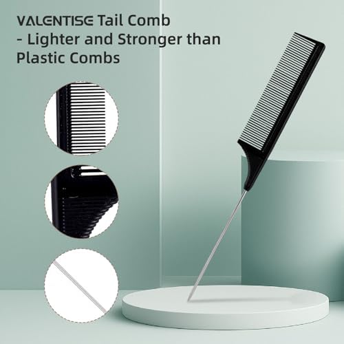 Boar Bristle Slick Back Hair Brush, Teasing Hair Brush with Black Carbon Fiber and Stainless Steel Tail Comb, Slick Hair Brush Set for Parting and Sectioning, Suitable for All Styling - Image 5