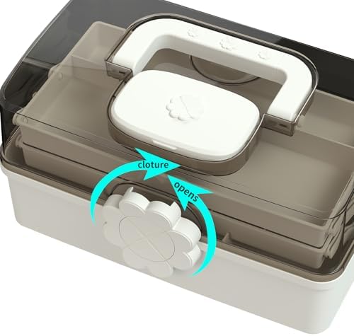 Covetree Hair Accessories Organizer with Handle, Lockable Three-Layer Multipurpose Art Supplies Storage Box and Plastic Jewelry Box, Sewing Organizer (White) - Image 2