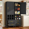 Tall Metal Narrow Storage Cabinet 67" H with 2 Drawer,Black Kitchen Pantry Cabinets with 2 Adjustable Shelves and Door,Cuby Storage Orgainzer,Tall Bathroom Cabinet for Kitchen, Home Office,Dining Room by BAOLIWO