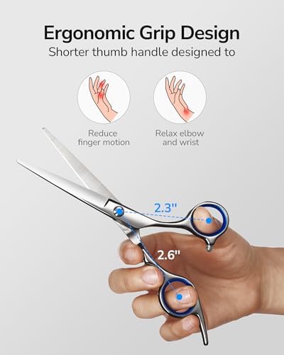 Hair Cutting Scissors, ULG Professional Hair Scissors 5.5 inch Right-Hand Razor Edge Barber Shears Salon Hair Cutting Shears Made of Japanese Stainless Steel, Hand Sharpened Blue - Image 4