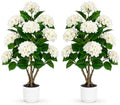 Faux Hydrangea Tree 2 Pack, 3FT White Artificial Flowering Plant by ICEYBLOOMS