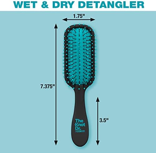 Conair The Knot Dr. hair brush - Pro Mini Detangler, Detangling, Heat Resistant, Irregular shape, Rubber, 1 Count, Black + Blue, All hair types, Unisex - Image 3
