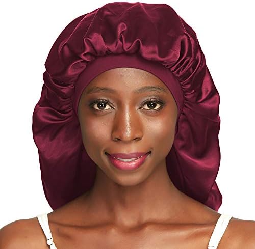Large Braids Satin Bonnet Jumbo Sleep Cap Red - Image 5