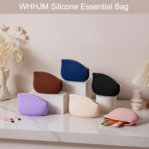 Small Silicone Makeup Bag Premium Purse Bag Multifunctional Essential Bag Zipper Pouch Water and Heat Resistant (Blue) - Image 5