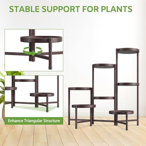 7 Tier Large Plant Stand Indoor Outdoor, 10 Inch Tray, Bronze - Image 6