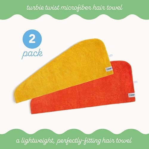 Turbie Twist Microfiber Hair Towel, Golden Rod & Orangeade (2 Pack) - Image 3