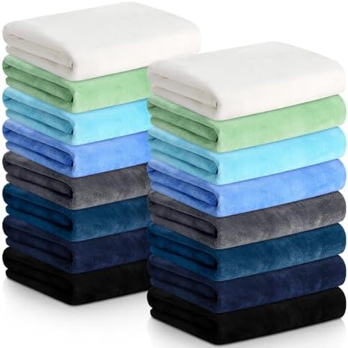 SmoothNovelty 16 Pack Microfiber Bath Towels Bulk, Simple, Multicolor by SmoothNovelty