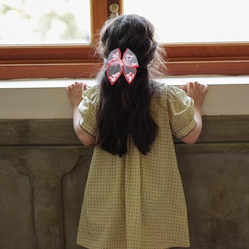Baseball Mesh Tulle Bow Hair Clips for Cheerleader Girls Women,4 Inch White Softball Shaker Fable Bow Alligator Barrettes,Game Day School Sport Season Hair Accessory Player Gift - Image 3