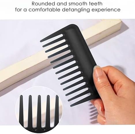 Wide Tooth Comb & Bear Hair Ties Gift Set | 10-Piece Detangling Travel Comb Set (Black Comb + Maillard Colors) for Curly & Thick Hair - Image 7