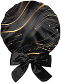 Satin Hair Bonnet Silk Bonnet for Sleeping Double Layer Elastic Tie Band Adjustable Reusable Hair Cap Cute Women Girls by BHAHB