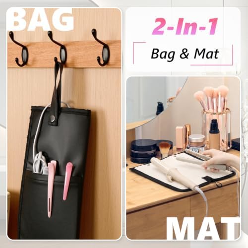 2-in-1 Heat Resistant Mat & Storage Bag with Pocket for Hair Tools - Image 5