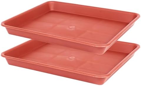 VUWEZ Plant Saucer Growing Tray, Seed Starter Tray Rectangular, Heavy Sturdy Plastic Planter Saucers Drainage Trays, Plant Drip Trays for Pots, Seed Starter Growing Pots (11 x 9 inch, 2 Pack) by VUWEZ