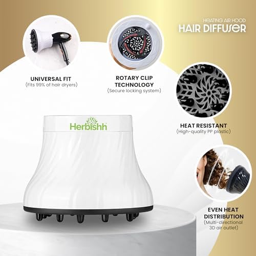 Herbishh Universal Hair Dryer Diffuser for Curly, Coily & Wavy Hair, White - Image 5