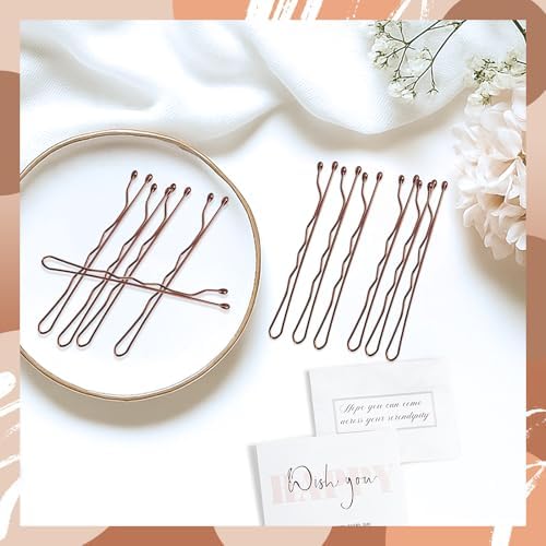 2.2 Inch Brown Hair Bobby Pins Metal Clips Twisted Spiral Curved Ball Tips Non-slip Decorative Long Short Women Girls Nickel Free Hairdressing Wedding Accessories with Case 100 PCS - Image 4