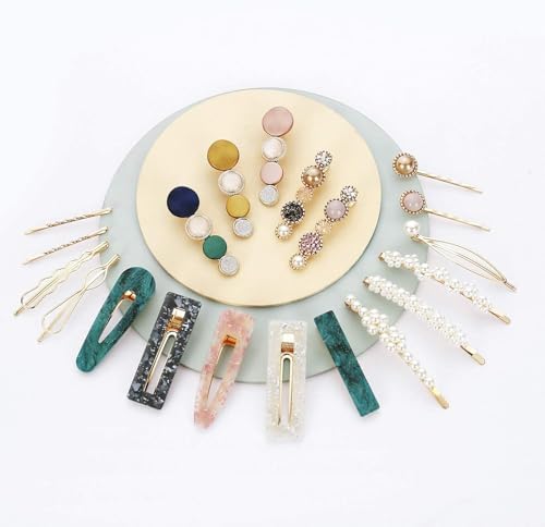 Mehayi 20 PCS Macaron Pearl Acrylic Resin Fashion Hair Clips Set, Cute Hair Barrettes Bobby Pins, Boho Fancy Hairpin Accessories Headwear Styling Tools, Gifts for Women Girls Decorative Wedding - Image 5