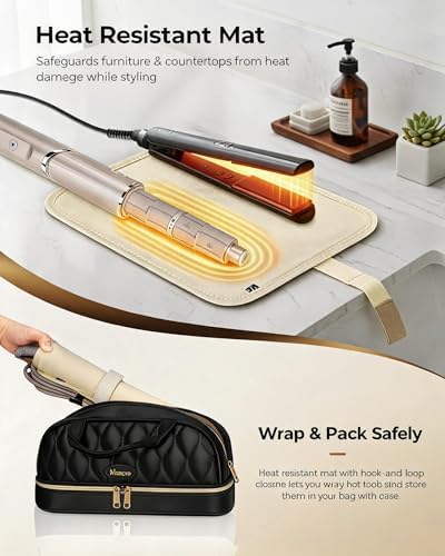 Mancro Carrying Case for Shark FlexStyle, Quilted Hair Tools Travel Bag | with Heat-Resistant Mat, Travel Case for Dyson Airwrap & Shark FlexFusion, Hair Dryer Organizer for Women, Black - Image 3