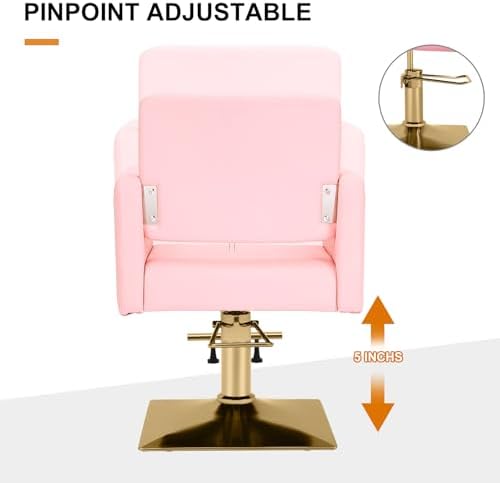 Artist hand Hair Salon Chair Pink and Gold, Hydraulic Styling Chair - Image 7