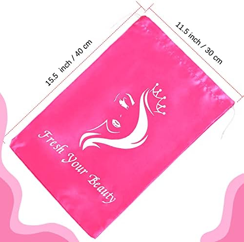 Satin Pouches with Drawstring - Soft Silk Satin Storage and Travel Bags for Bundles, Wigs, Hair Extensions, Tools, Business Gifts (6 PCS Pink) - Image 3