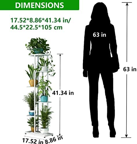 LINZINAR 6 Tier Plant Stand Indoor Outdoor Metal Flower Pot Display Shelf - Image 4