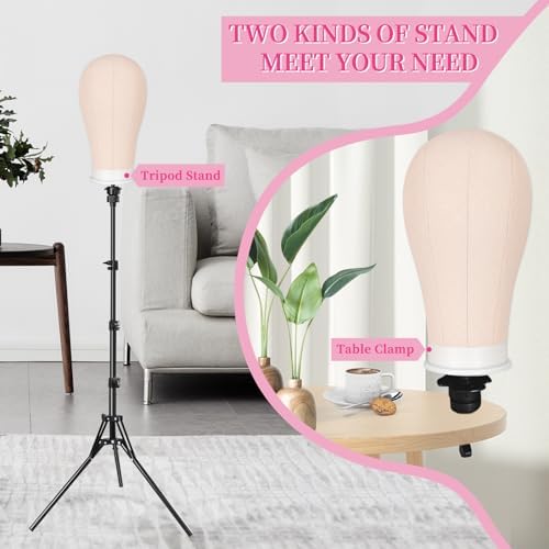 63In Wig Stand Tripod with 22In Head, Mannequin Head for Wig Making Display - Image 5