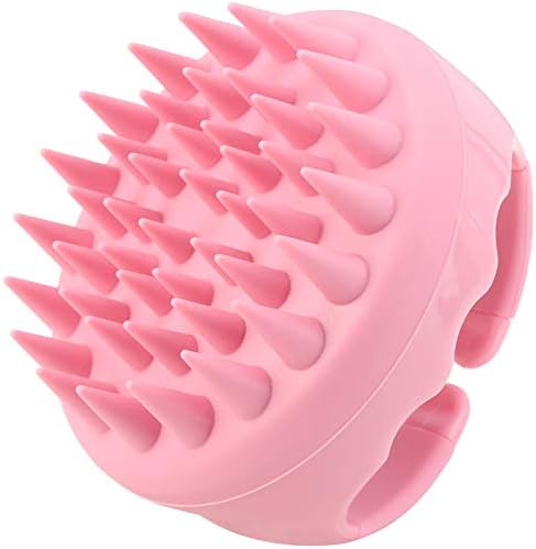 BTYMS Silicone Hair Scalp Shampoo Brush Scalp Massager Exfoliating Hair Cleaning Brush Head Scrubber for Shower - Pink by BTYMS