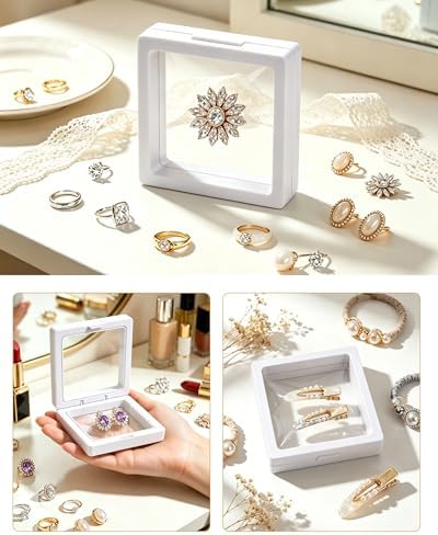 12 Pcs 3D Floating Frame Display Case 2.8 x 2.8 x 0.8 Inch White - Image 5
