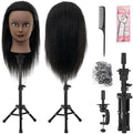 14"-16" 100% Real Hair Mannequin Head with Tripod Stand & Table Clamp, Human Hair Braiding Manikin Doll Head for Cosmetology Practice by NeverlandBeautyHealth