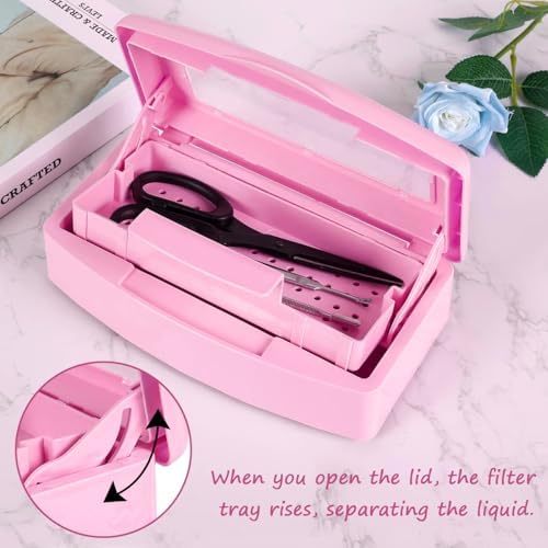 Nail Tool Sterilizer Box Disinfectant Jar Plastic Disinfectant Container Suitable for Nail Tools Hair Salons Beauty Centers and Manicure and Nail Equipment(Pink) - Image 6