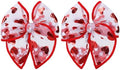 Glitter Valentines Shaker Bows Alligator Clips for Girls Women, 2Pcs 4" Red Heart Mesh Tulle Ribbon Fable Bow Hair Barrettes Gift for Kids Birthday Wedding Party Dress Decor Accessory by Miroksh