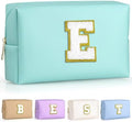 TOPEAST Monogrammed Gift for Women Girls, Personalized Initial Makeup Bags Cosmetic Bag with Zipper, Cute Makeup Pouch, PU Leather Waterproof Toiletry Bag, Preppy Gifts Stuff for Girl (Blue E) by TOPEAST