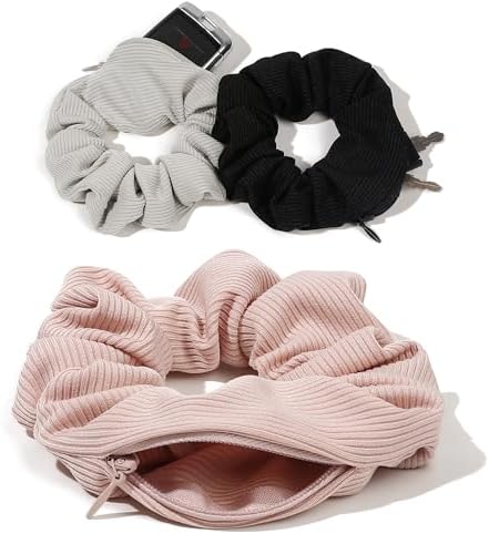 Pocket Scrunchies Hair Ties with Hidden Zipper Scrunchy Ponytail Holder Secret Compartment Items - Image 4