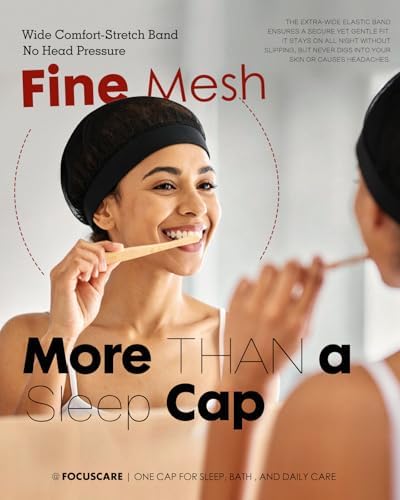 Black Hair Net with Wide Elastic Band, Fine Mesh - Comfortable Hairnets for Sleeping, Non-Binding Wide Edge, Small Holes Prevent Hair Loss, Tubi Hair Wrap for Women, Fits All Head Types - Image 5