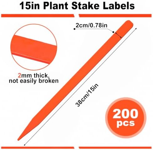 Weysat 200 Pcs 15" Wood Plant Labels for Field or Containers Plant Tags Wood Garden Labels for Seedling Stakes Markers Nursery Seed Tags with Smooth Surface for Pot Herbs Flowers Vegetables - Image 2