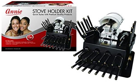 Annie Professional Thermal Curling Iron Holder Kit, 17-Piece Ceramic Stove Set, High-Heat Salon Curling Iron & Hot Tool Station, 825F, Black, Jumbo by AnnieInternational