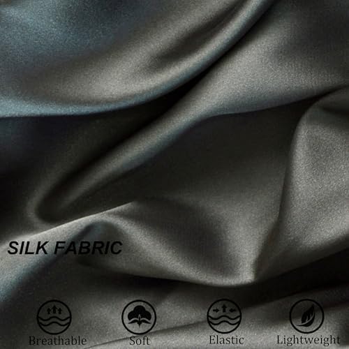 Silk Bonnet for Sleeping Satin Bonnets Double Layer Reversible Hair Cap Bonnet for Women Long Curly Braid Hair (Dark Grey) - Image 4