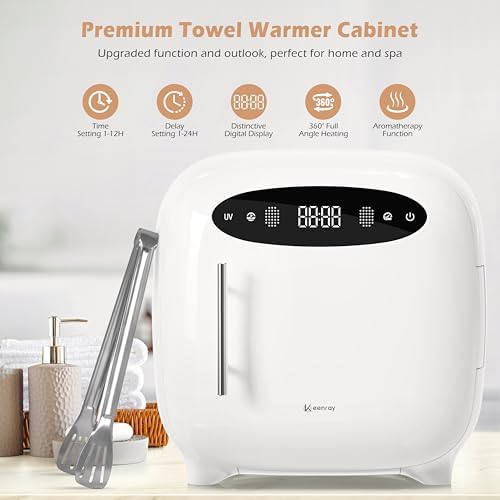 Keenray Hot Towel Warmer Cabinet, Professional Spa Towel Warmer with Digital Screen, Adjustable Timer and Delay, Customized Fragrance, Heat Dry & Wet Towels for Spa, Salon, Home 14 L Snow White - Image 2