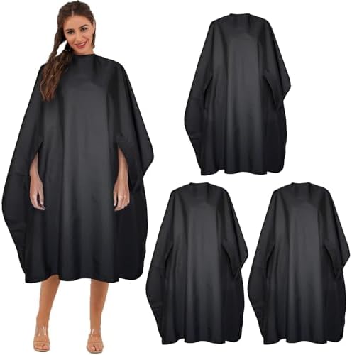 Black Waterproof Hair Salon Cape with Metal Snap Closure - 3 Pack by BSFHH