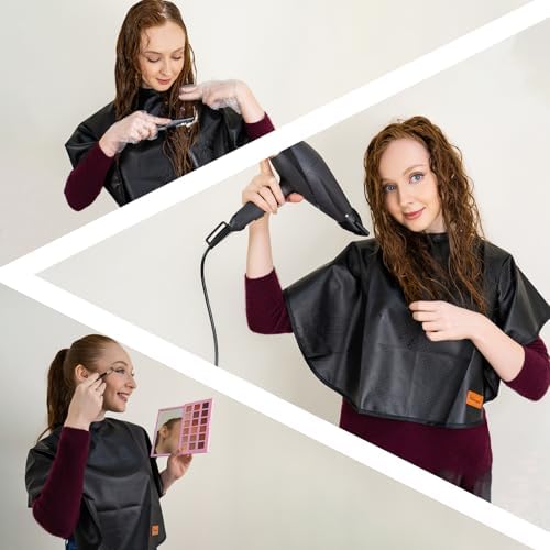 Pelocapa Makeup Cape Hair Dye Cape for Women Short Salon Cape for Stylists Waterproof Haircutting Cape Professional Shampoo Cape, 31.5”L*29”W - Image 3