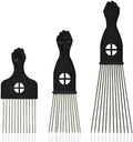 3-Piece Stainless Steel Afro Hair Pick Set, Fist Design for Men & Women, Perfect for Natural Curly Afro Hair, Essential Hairdressing Styling Tool by KootinnUSOnline