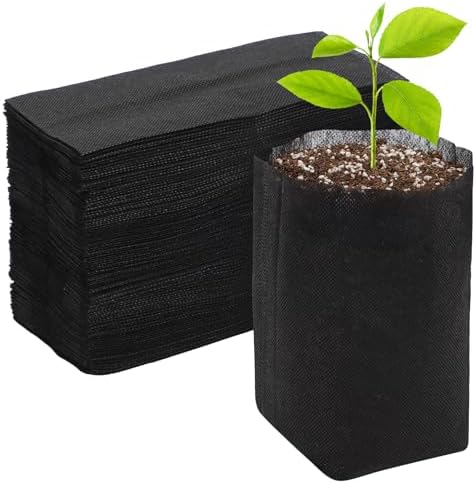 GREANER Nursery Bags for Plants, 100 PCS 6.7x7.8 Inch Seedling Bags, Non-Woven Fabric Seedlings Grow Bag, Deep Nursery Grow Bags for Indoor Outdoor Home Garden Greenhouse Supplies by GREANER