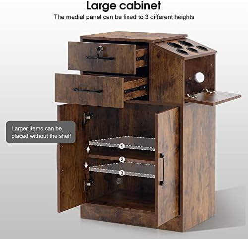 BarberPub Locking Barber Station with Storage Cabinet 2005 (Rust Brown) - Image 5