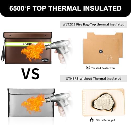 6500°F Fireproof Document Bag,Upgraded Fireproof Money Bag with Waterproof Zipper,10 Layers Heat Insulated Materials/Reflective Strip with Handle for Important Documents（Not Fit A4 Files） - Image 6